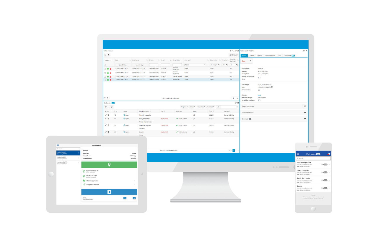 VCOM Cloud CMMS vizualisation on different devices